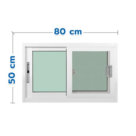 หน้าต่างบานเลื่อน อะลูมิเนียม S-S มุ้ง KPA 80x50 ซม. สีขาว_0
