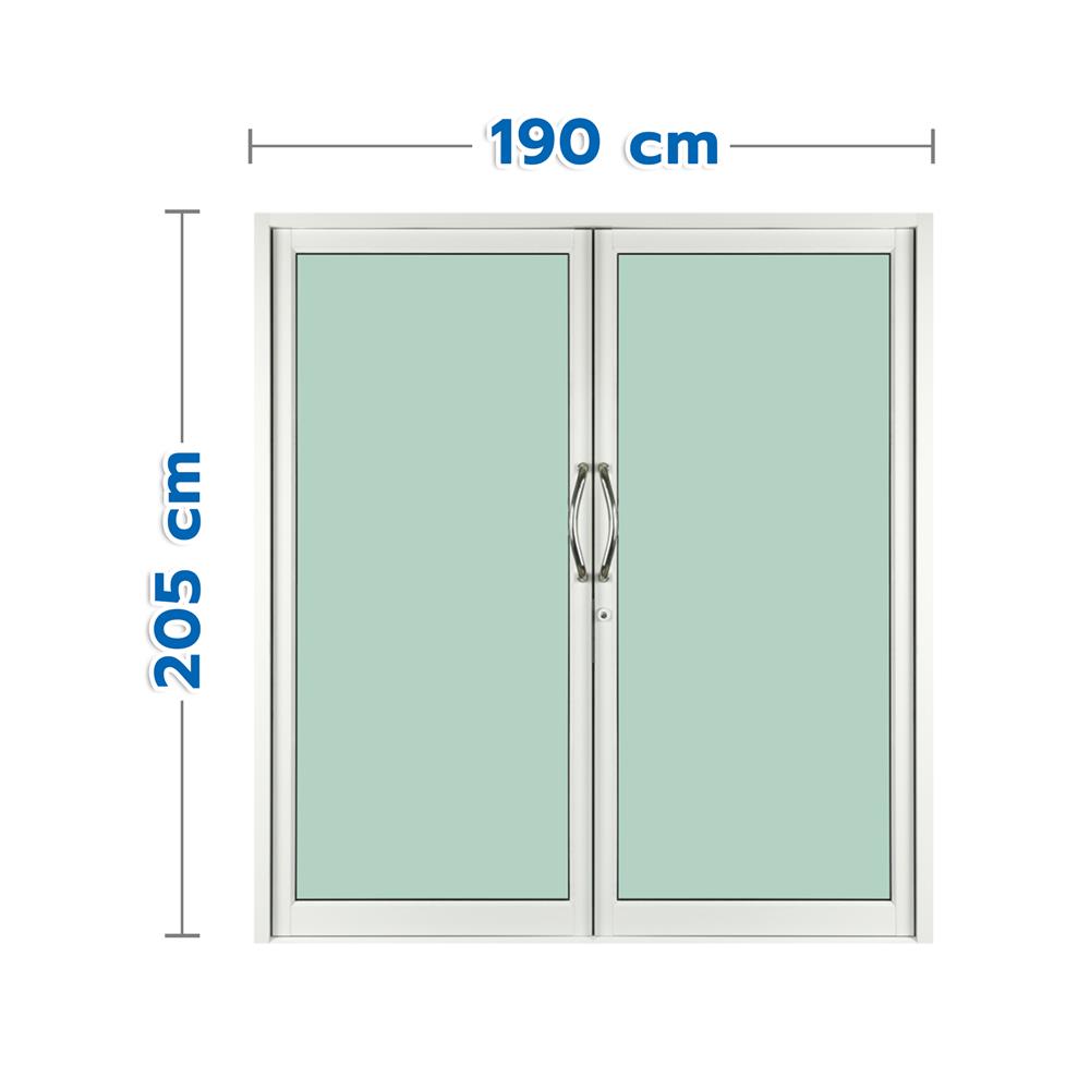 ประตูบานสวิงคู่ อะลูมิเนียม KPA 190x205 ซม. สีขาว