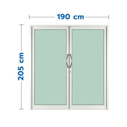 ประตูบานสวิงคู่ อะลูมิเนียม KPA 190x205 ซม. สีขาว_0