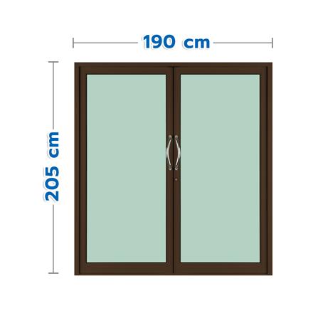 ประตูบานสวิงคู่ อะลูมิเนียม KPA 190x205 ซม. สีชา_0