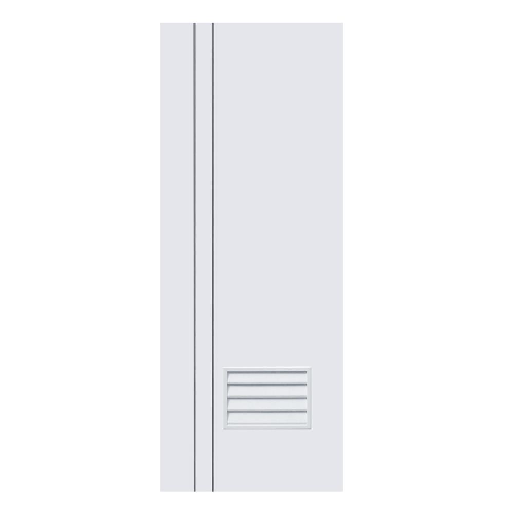 ประตูห้องน้ำ UPVC ไม่เจาะลูกบิด ECO-DOOR PG2 มีเกล็ด เซาะร่อง 70x180 ซม. สีขาว