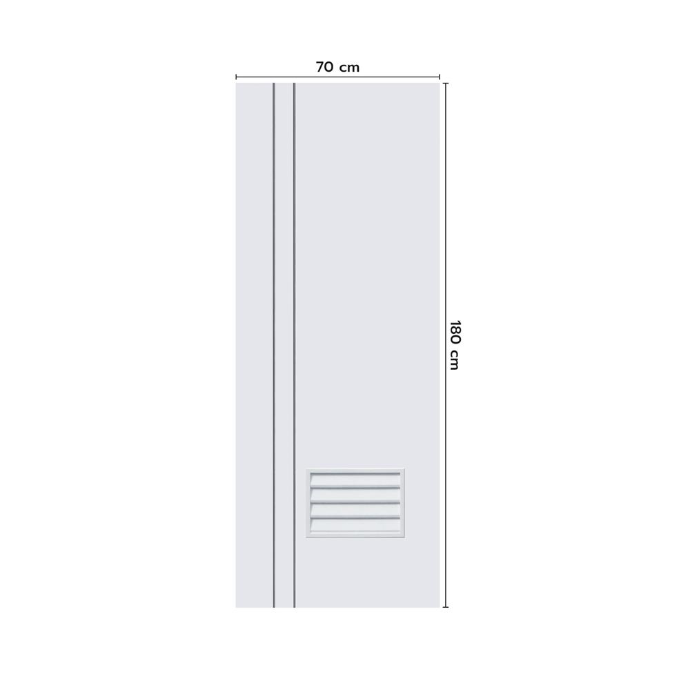 ประตูห้องน้ำ UPVC ไม่เจาะลูกบิด ECO-DOOR PG2 มีเกล็ด เซาะร่อง 70x180 ซม. สีขาว