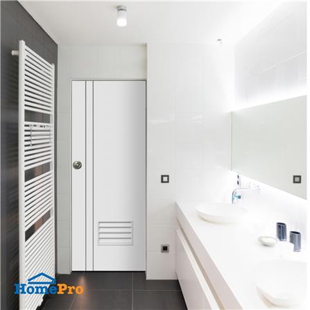 ประตูห้องน้ำ UPVC ไม่เจาะลูกบิด ECO-DOOR PG2 มีเกล็ด เซาะร่อง 70x180 ซม. สีขาว_1