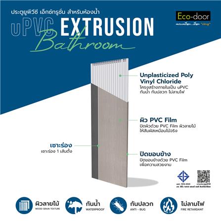ประตูห้องน้ำ UPVC ไม่เจาะลูกบิด ECO-DOOR PB1 เซาะร่อง 70x180 ซม. สีเทา ทูโทน_2