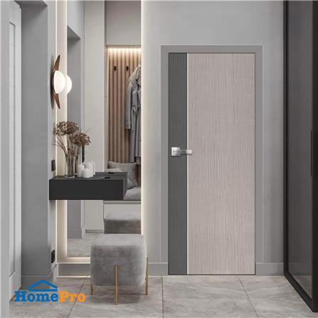 ประตูห้องน้ำ UPVC ไม่เจาะลูกบิด ECO-DOOR PB1 เซาะร่อง 70x180 ซม. สีเทา ทูโทน_1