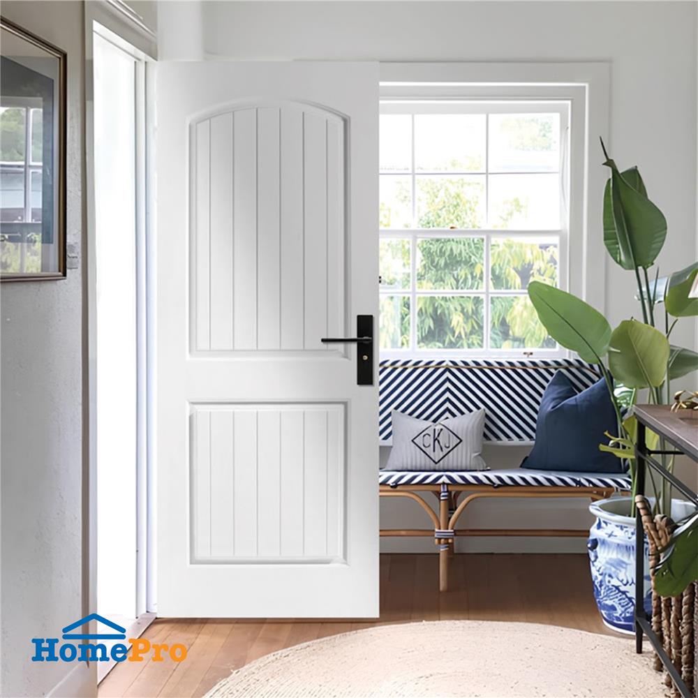 ประตูไฟเบอร์กลาส ไม่เจาะลูกบิด ECO-DOOR 2P 80x200 ซม. สีขาว