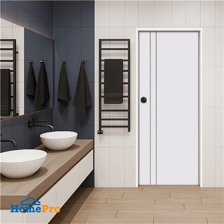 ประตูห้องน้ำ UPVC ไม่เจาะลูกบิด ECO-DOOR P2 เซาะร่อง 70x180 ซม. สีขาว_1