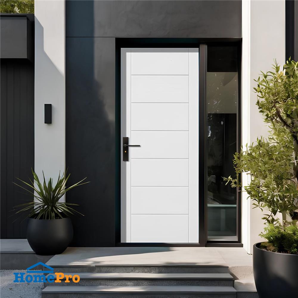 ประตูไฟเบอร์กลาส ไม่เจาะลูกบิด ECO-DOOR 9P 80x200 ซม. สีขาว
