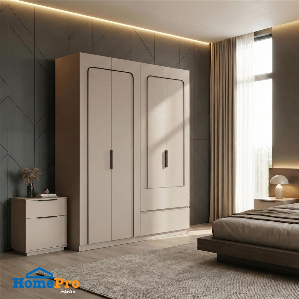 ตู้เสื้อผ้าบานเปิด FURDINI CURVER 160 ซม. สีเทา