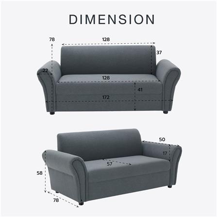 โซฟา 2 ที่นั่ง KONCEPT REK 19236198 สีเทา_4