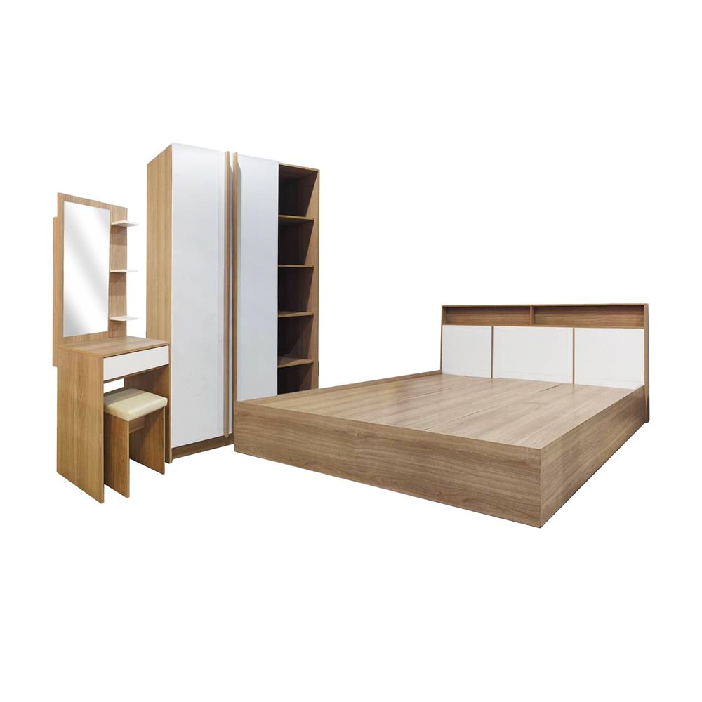 ชุดห้องนอน 5 ฟุต + ตู้เสื้อผ้า 120 ซม. FURDINI KEPT สี NT OAK/ขาว