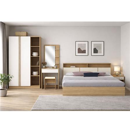 ชุดห้องนอน 5 ฟุต + ตู้เสื้อผ้า 120 ซม. FURDINI KEPT สี NT OAK/ขาว_4