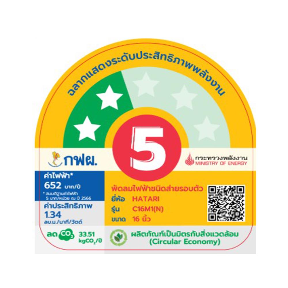 พัดลมติดเพดาน 16 นิ้ว HATARI C16M1(N) สีดำ