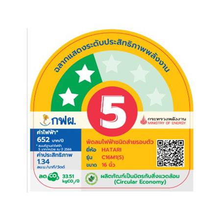 พัดลมติดเพดาน 16 นิ้ว HATARI C16M1(S) สีดำ_1