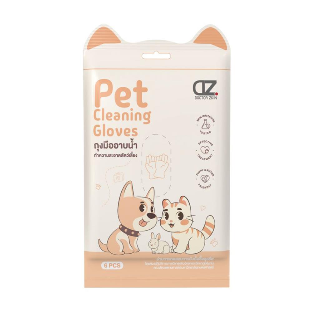 ถุงมืออาบน้ำสัตว์เลี้ยง DR.ZKIN PET CLEANING GLOVE (แพ็ก 6 ชิ้น)