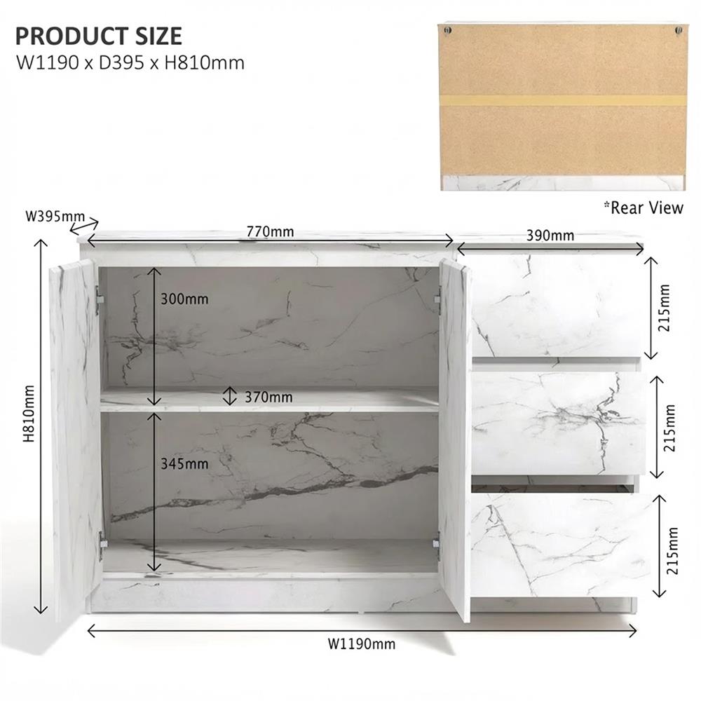 ตู้บานผสม TOMATO HOME VICTORIA 119 ซม. ลายหินอ่อนขาว