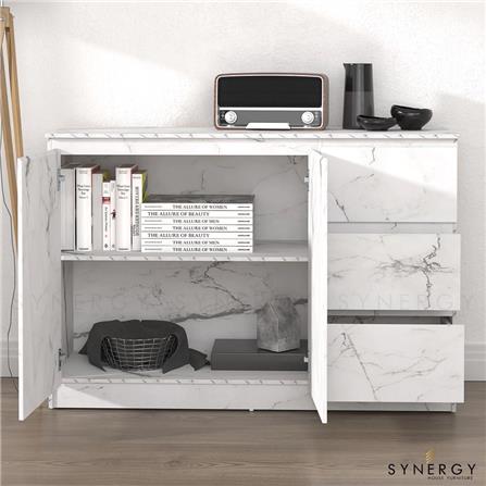 ตู้บานผสม TOMATO HOME VICTORIA 119 ซม. ลายหินอ่อนขาว_3