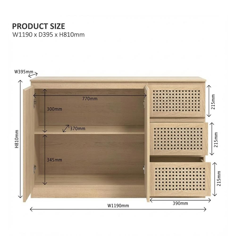 ตู้บานผสม TOMATO HOME VICTORIA 119 ซม. สีโอ๊ค