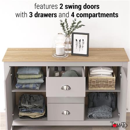 ตู้บานผสม TOMATO HOME LEXINGTON 119 ซม. สีเทาอ่อน_3