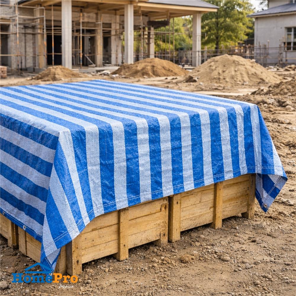 ผ้าใบเกรดหนา SPRING 3x4 ม. สีฟ้า/ขาว