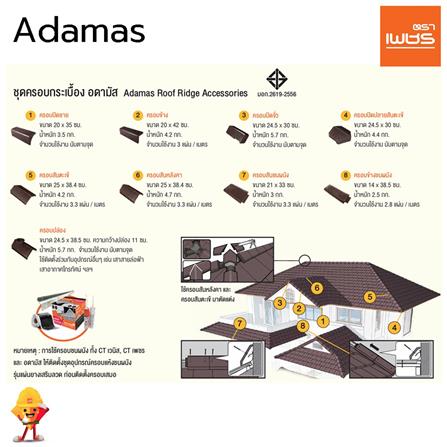 ครอบปิดปลายตะเข้ อดามัส ตราเพชร 30x24.5 ซม. สีน้ำตาลมะฮอกกานี_2