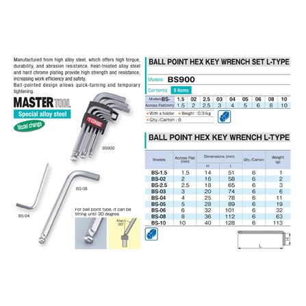 ชุดประแจหกเหลี่ยมหัวบอล TONE BS900 (ชุด 9 ชิ้น)_1