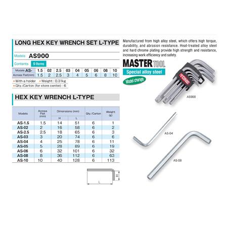 ชุดประแจหกเหลี่ยมตัวแอล TONE AS900 (ชุด 9 ชิ้น)_1