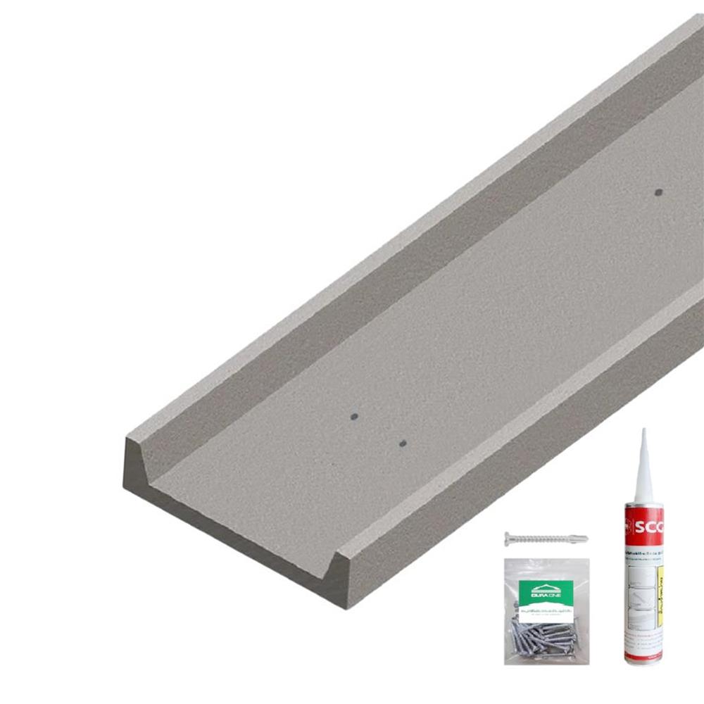 ไม้ตกแต่งซีเฟรม พร้อมอุปกรณ์สกรู และกาว DURAONE 30x300x1.2 ซม. สีซีเมนต์