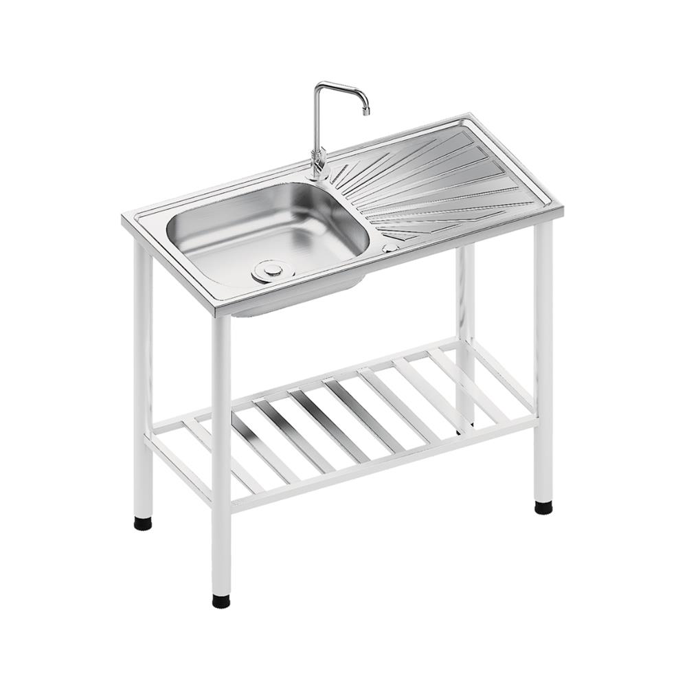 ซิงค์ขาตั้ง 1 หลุม 1 ที่พัก DYNA HOME DH-7540-TBN สีเงิน