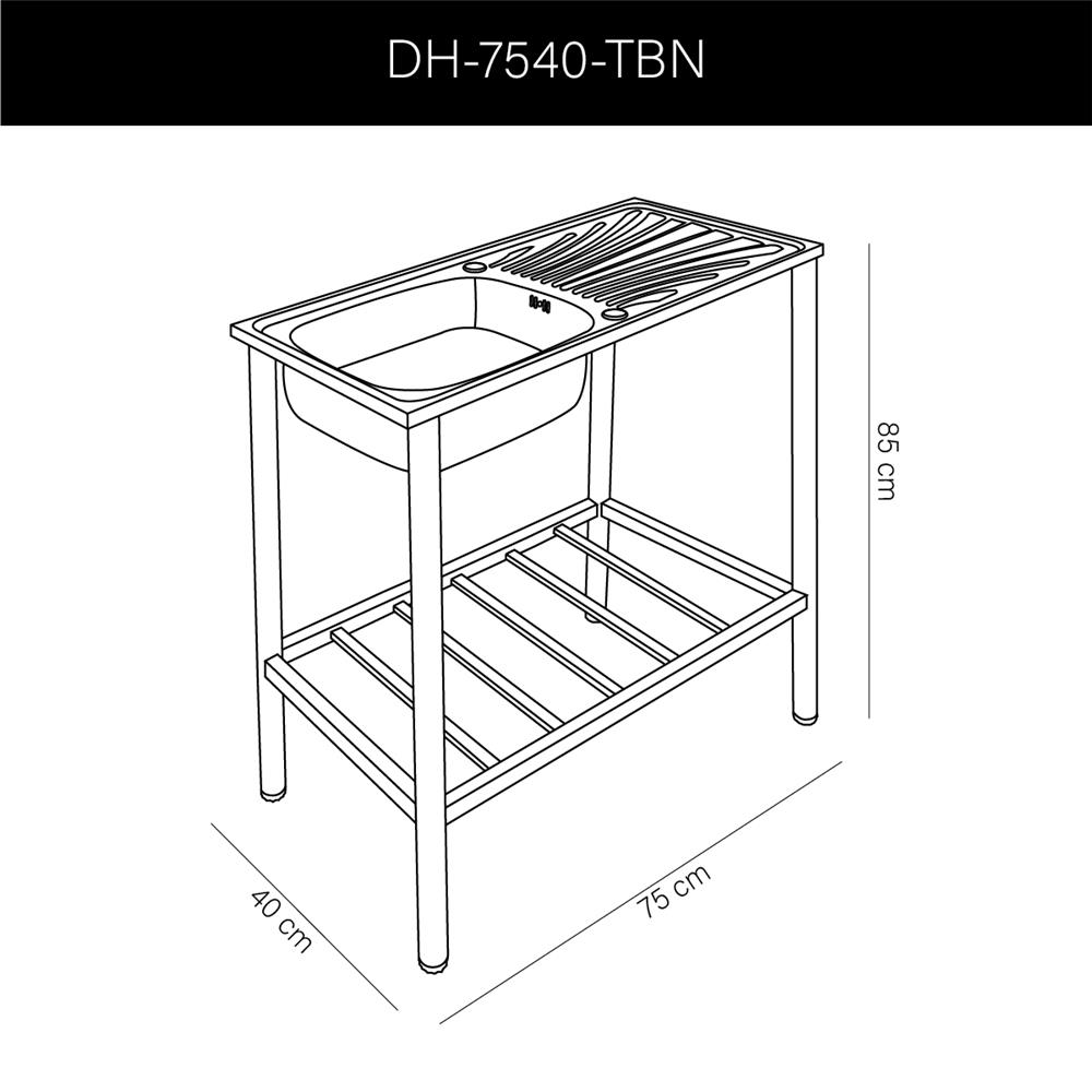 ซิงค์ขาตั้ง 1 หลุม 1 ที่พัก DYNA HOME DH-7540-TBN สีเงิน