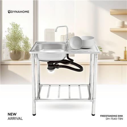 ซิงค์ขาตั้ง 1 หลุม 1 ที่พัก DYNA HOME DH-7540-TBN สีเงิน_4