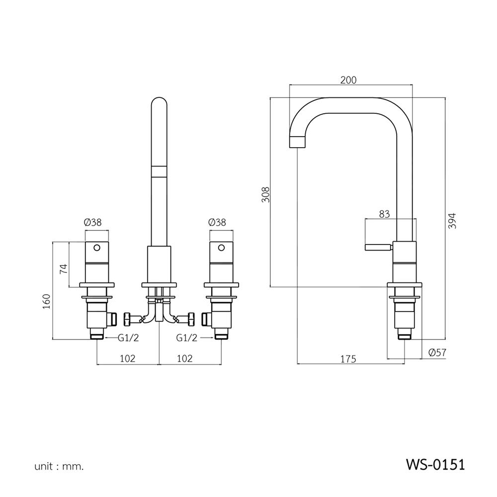 ก๊อกอ่างล้างหน้าผสม WS WS-0151