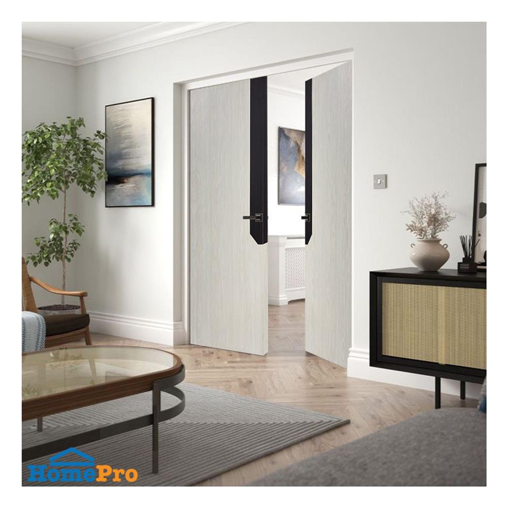 ประตูไม้ปิดผิว PVC N999 0738-2T 100x200 ซม. สีเบจ