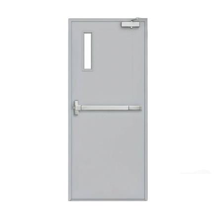 ชุดประตูเหล็กทนไฟ กระจก VECO 90x200 ซม. สีเทา (เปิดด้านขวา ออกด้านนอก)_0