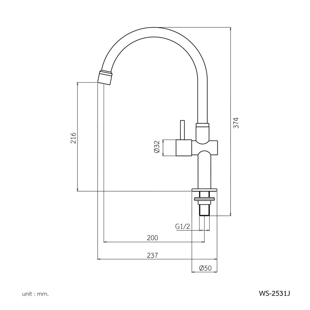 ก๊อกซิงค์เดี่ยวเคาน์เตอร์ WS WS-2531J