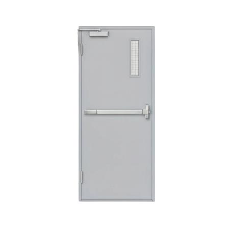 ชุดประตูเหล็กทนไฟ กระจกเสริมลวด VECO 100x200 ซม. สีเทา (เปิดด้านซ้าย ออกด้านนอก)_0