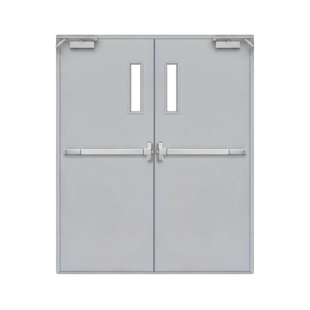 ชุดประตูเหล็กทนไฟ กระจก VECO 200x200 ซม. สีเทา