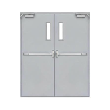 ชุดประตูเหล็กทนไฟ กระจก VECO 200x200 ซม. สีเทา_0