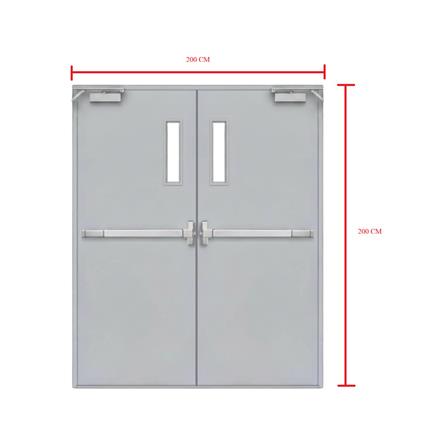 ชุดประตูเหล็กทนไฟ กระจก VECO 200x200 ซม. สีเทา_2