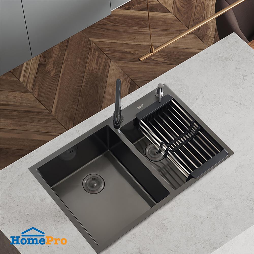 ซิงค์ฝัง 2 หลุม TECNOPLUS TNP 805023 BK ดำ