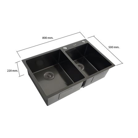 ซิงค์ฝัง 2 หลุม TECNOPLUS TNP 805023 BK ดำ_2