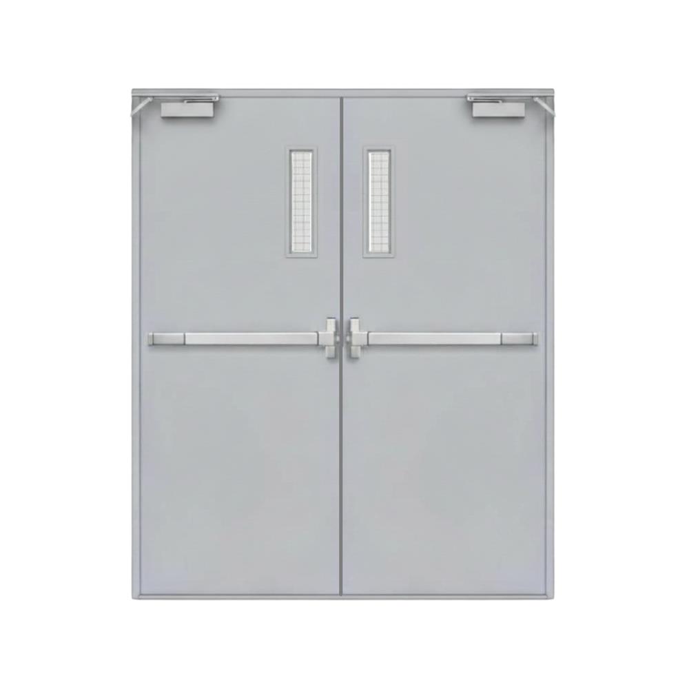 ชุดประตูเหล็กทนไฟ กระจกเสริมลวด VECO 200x200 ซม. สีเทา