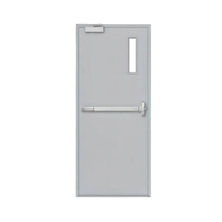 ชุดประตูเหล็กทนไฟ กระจก VECO 100x200 ซม. สีเทา (เปิดด้านซ้าย ออกด้านนอก)_0