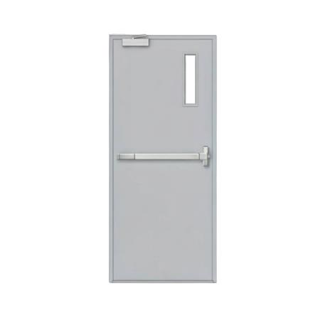 ชุดประตูเหล็กทนไฟ กระจก VECO 80x200 ซม. สีเทา (เปิดด้านซ้าย ออกด้านนอก)_0