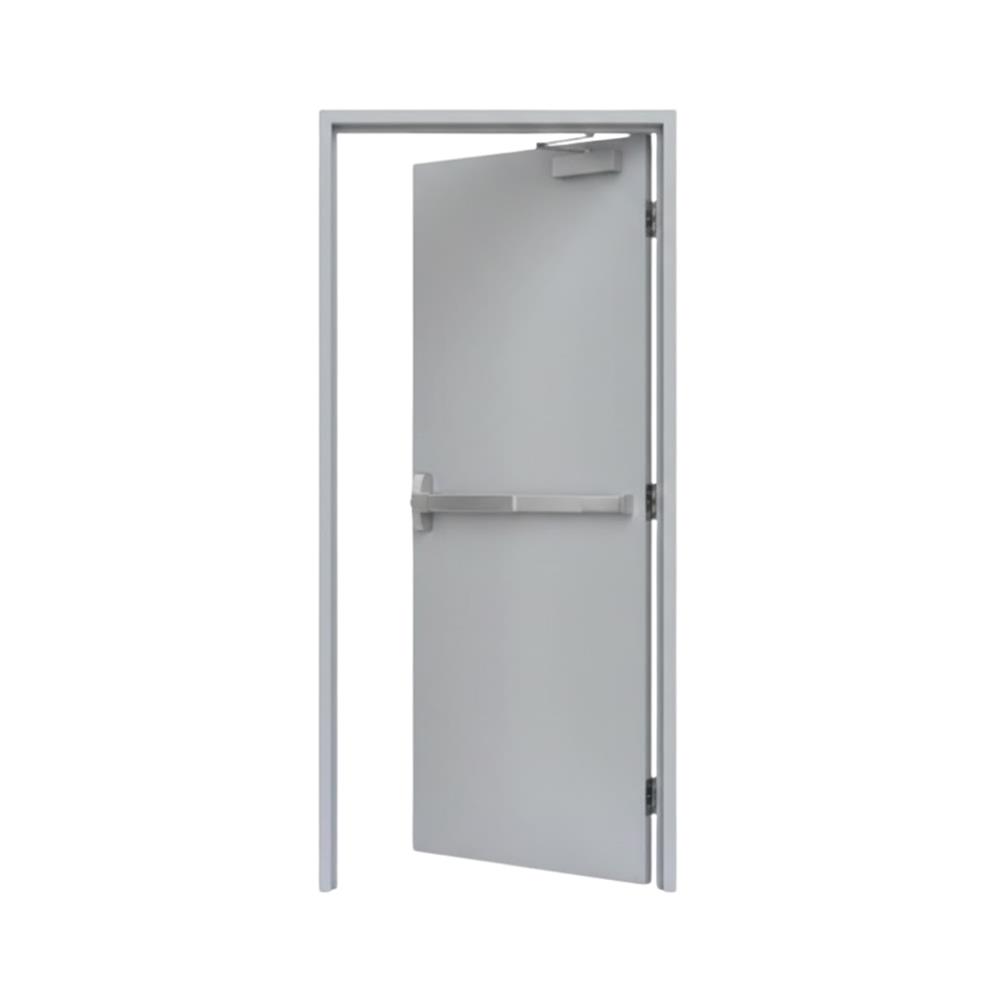 ชุดประตูเหล็กทนไฟ VECO 80x200 ซม. สีเทา (เปิดด้านขวา ออกด้านนอก)