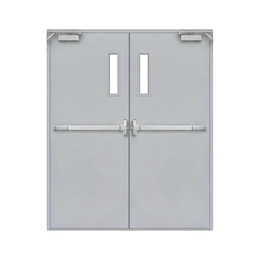 ชุดประตูเหล็กทนไฟ กระจก VECO 180x200 ซม. สีเทา