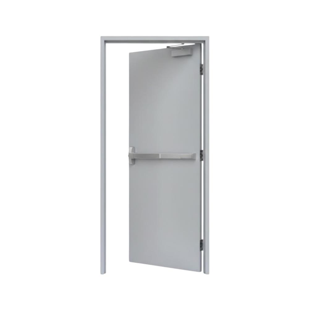 ชุดประตูเหล็กทนไฟ VECO 90x200 ซม. สีเทา (เปิดด้านขวา ออกด้านนอก)