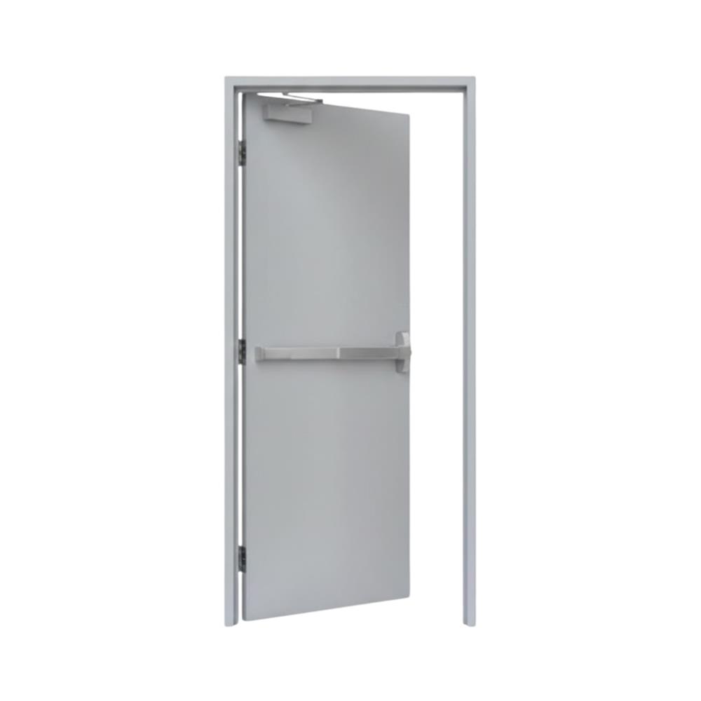 ชุดประตูเหล็กทนไฟ VECO 90x200 ซม. สีเทา (เปิดด้านซ้าย ออกด้านนอก)