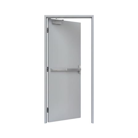 ชุดประตูเหล็กทนไฟ VECO 90x200 ซม. สีเทา (เปิดด้านซ้าย ออกด้านนอก)_1