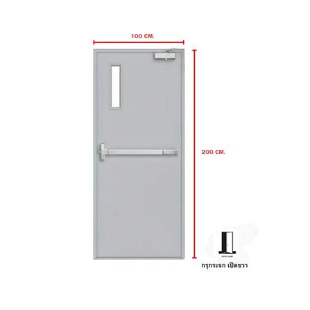 ชุดประตูเหล็กทนไฟ กระจก VECO 100x200 ซม. สีเทา (เปิดด้านขวา ออกด้านนอก)_4